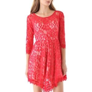 FREE PEOPLE red lace dress